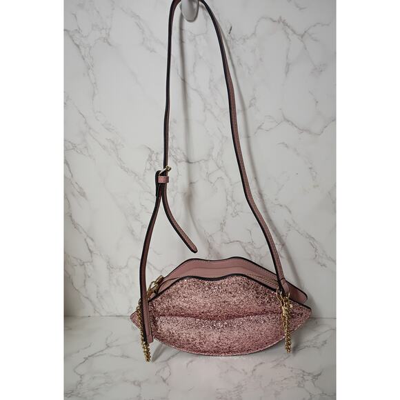 Aldo Pink Glitter Lips Crossbody Bag - Picture 1 of 3